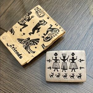 VINTAGE Urban Fetishes ALICE SEELY PEWTER BROOCH PIN TRIBAL DANCING WOMEN Animal